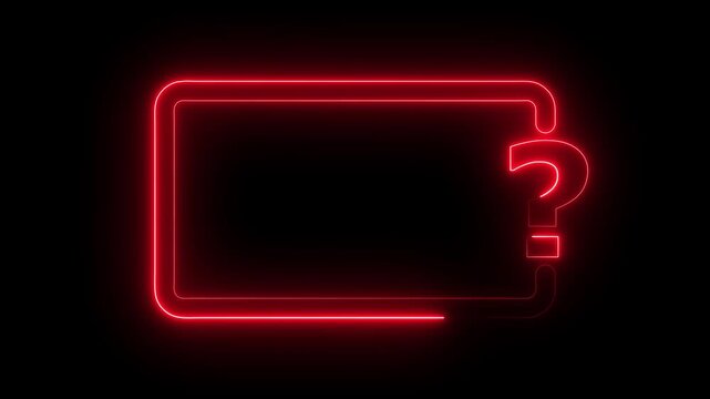 Glowing Red Neon Quiz Board Border Loop - Question Mark Presentation Template