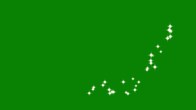 White glittering magic shimmer moving left to right curve with twinkling particles on green screen background. sparkling shining comet trace with glare effect.4k animison