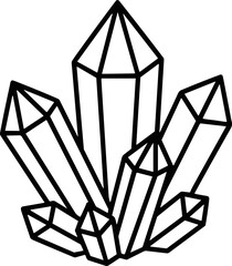 Geometric Crystal Cluster Line Art - Abstract Mineral Formation © Pizksen