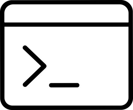Command line interface icon with blinking cursor on blank screen, simple vector graphic