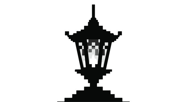 Lantern icon rendered in pixel art style represents a classic vintage light source.