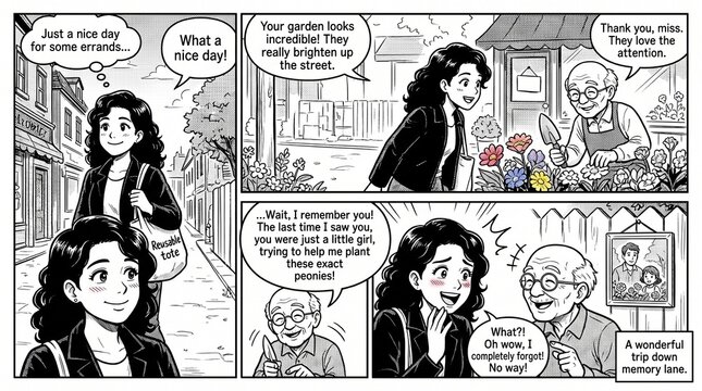 Comic strip illustration of a man rescuing a stray cat, black and white manga style narrative panels, storytelling sequence of animal kindness isolated PNG with Transparent Background