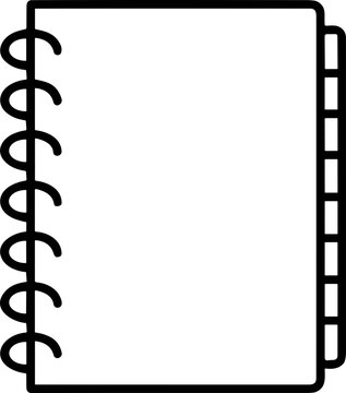 Blank spiral notebook with lined pages and tabs, isolated on white background.