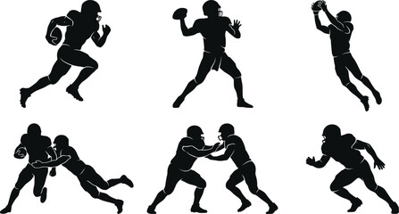 Black silhouette american football players in action © Mst. Taslima Akhter
