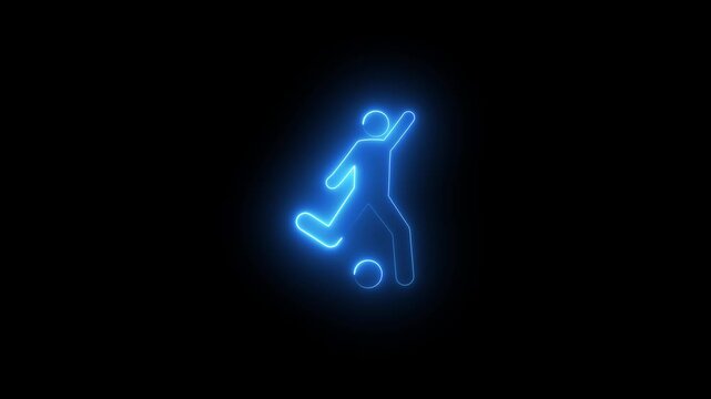  Neon soccer player kicking a ball animation on black background