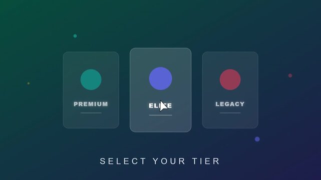 Modern Digital Interface Showcasing Tier Selection Options.