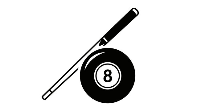 Eight ball pool cue illustration.
