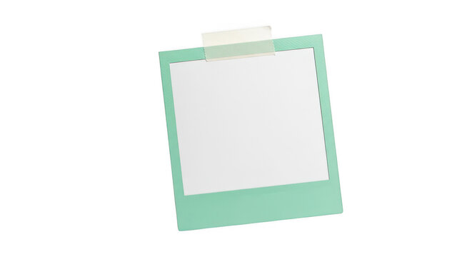 A mint green polaroid photo frame with a transparent background
