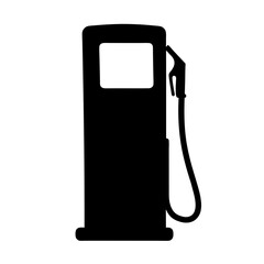 Fototapeta premium Modern fuel pump station icon silhouette - Simple black silhouette of a fuel pump station with two nozzles, minimalist vector design for clean graphic use.