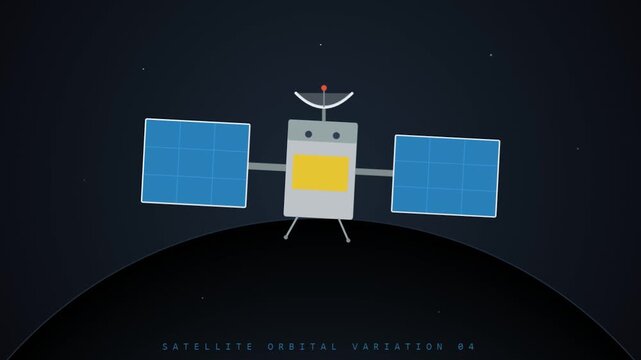 Stylized Satellite Orbiting Planet Earth in Deep Space.