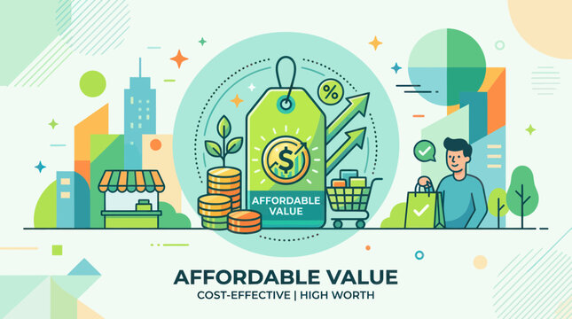Affordable Value Shopping Cart Icon.