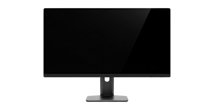Black computer monitor on a stand isolated on transparent background
