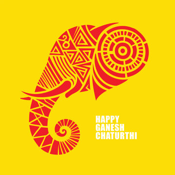 Modern geometric art style representing happy ganesh chaturthi festival mood