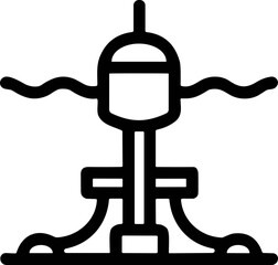 Fishing float icon, simple line art, water, fish bait, outdoor hobby symbol © tripot