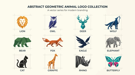 Geometric animal logo collection for branding © sajjadhossain