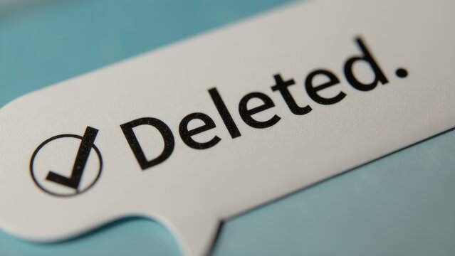 A close-up of a speech bubble with the word deleted, often used as a symbol for censorship or secrecy