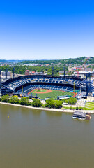 Fototapeta premium Aerial shot of PNC Park baseball stadium home of the Pirates in Pittsburgh Pennsylvania USA