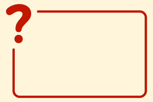 Rounded beige question card with red border and question mark.