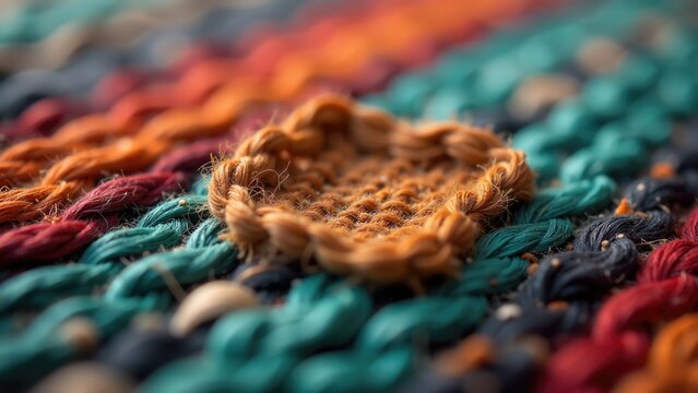 Close-up view of intricately crocheted yarn pattern