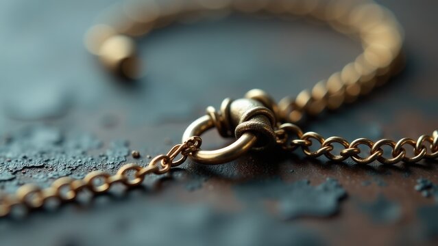 A close-up of a chain lying on a table