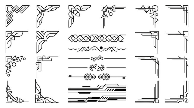 Collection of Abstract Decorative Corner Accents and Line Separators
