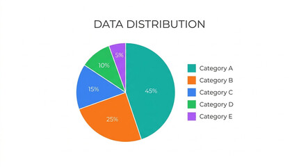 Fototapeta premium Colorful Data Distribution Pie Chart Minimal Vector Illustration