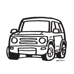 Obraz premium SUV Car Clipart Vector Cute 4x4 Off Road Vehicle Line Art Modern Truck Icon Outline Doodle Drawing