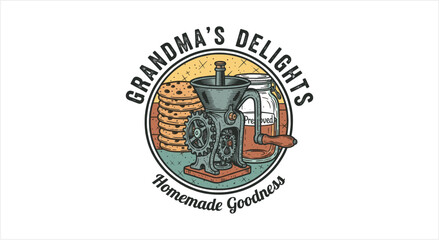 Fototapeta premium Grandmas Delights Homemade Goodness Vintage Logo.