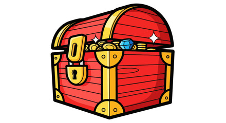 Red Treasure Chest with Gold Hardware. © Fiji