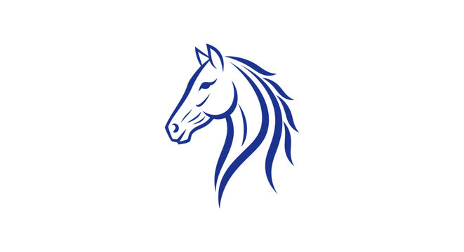 Horse Head Illustration in Blue Color.