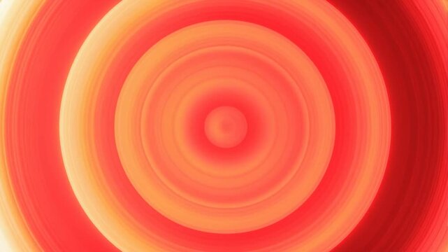 Slow zooming shot of concentric rings pulsing inward and outward across red orange gradient background, abstract motion graphics studio backdrop