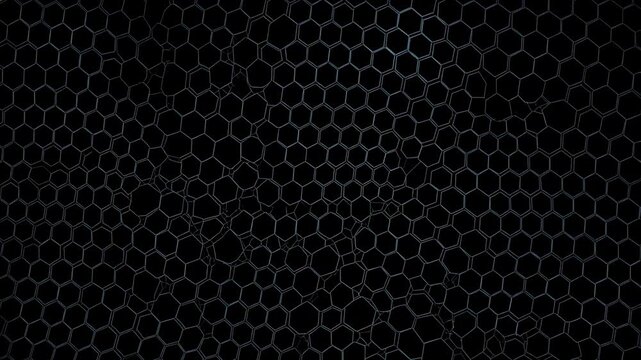 Dynamic abstract hexagonal grid transforming with fluid motion patterns