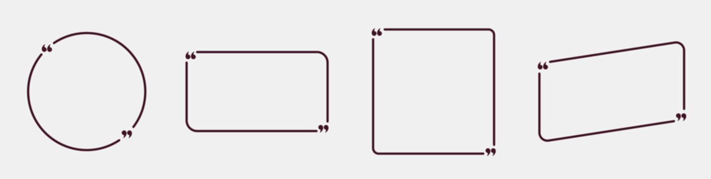 Quotation frame set line art speech bubble borders brown.