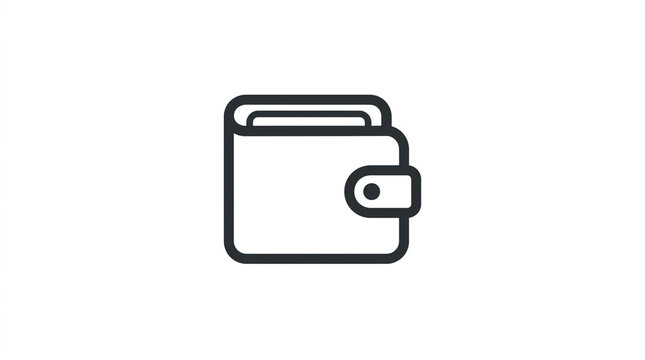 Minimalist Wallet Vector Icon Design on White Background