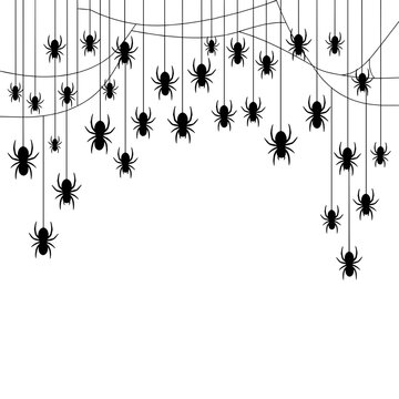 Hanging spiders decoration for halloween background