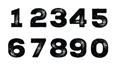 Obraz premium Collection of colorful grunge brush hand drawn numbers from 0 to 9. Dirty painted numbers set. Hand drawn grunge symbols.