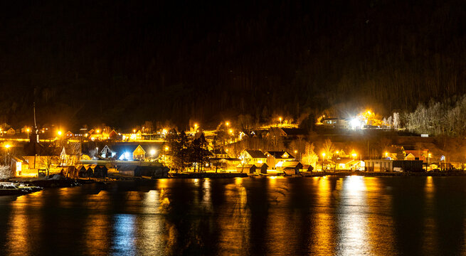 A beautiful evening landscape of Norddal village. A springtime scenery of Sunnmore region, More og Romsdale, Norway.