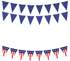 Fototapeta premium Usa bunting flag banner garland pennant collection on background.