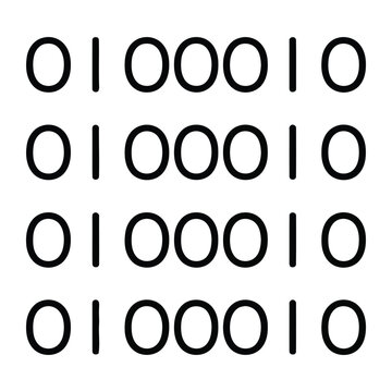 Binary code grid icon for computer data and programming language concepts