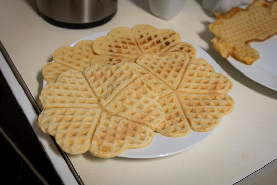 A beautiful, delicious home made norwegian waffles. A springtime scenery of Sunnmore region, More og Romsdale, Norway.