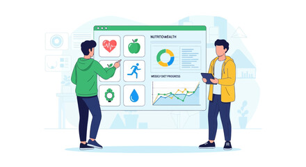 Obraz premium Health Tracking Dashboard with Nutrition and Fitness Analytics