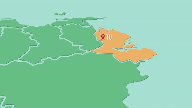 Mapa de Venezuela  con divisi&oacute;n pol&iacute;tica resaltando el estado Delta Amacuro con su capital Tucupita