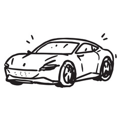 Naklejka premium Modern Sports Car Vector Illustration Hand Drawn Supercar Doodle Icon Race Car Line Art Graphic