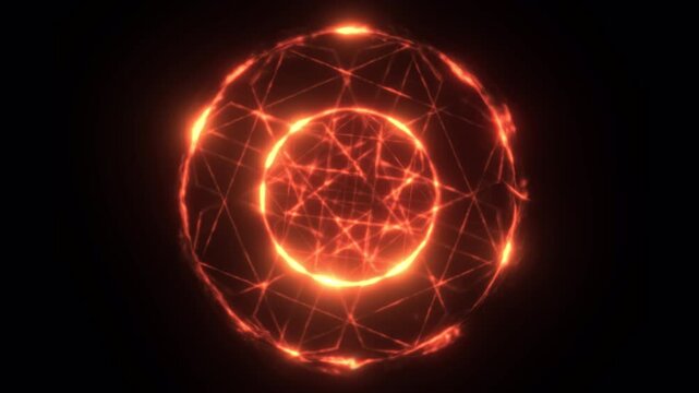 Abstract Glowing Red Energy Circle Motion Background.