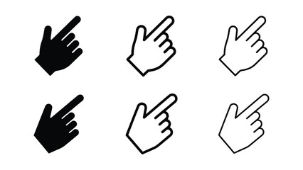 Fototapeta premium Hand cursor icons, Pointer clicking silhouette vector, bold outline and line art design