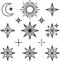 Obraz premium Vintage celestial and star symbols collection