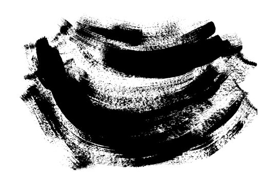 Grunge black and white brush stroke texture. Rough dry paint splatter. Distressed paint smudge texture