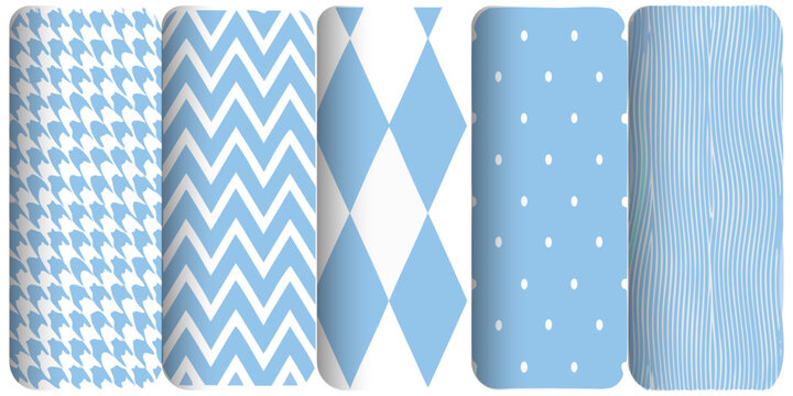 Light blue baby shower seamless patterns background vector bundle.
