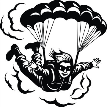 Action Shot of Skydiving Extreme Sports, Adrenaline Rush, Aerial View