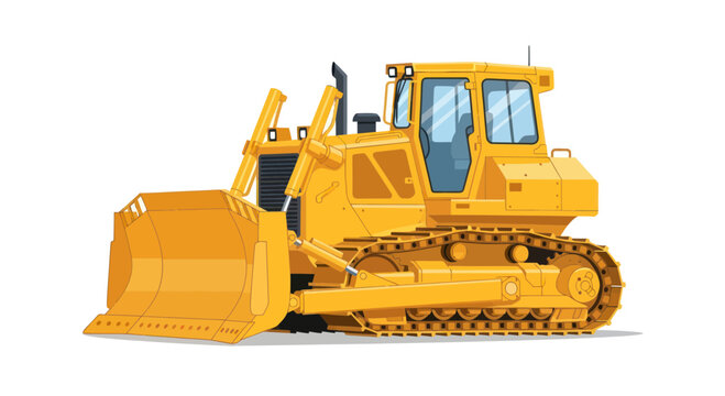 Heavy duty yellow bulldozer construction equipment.